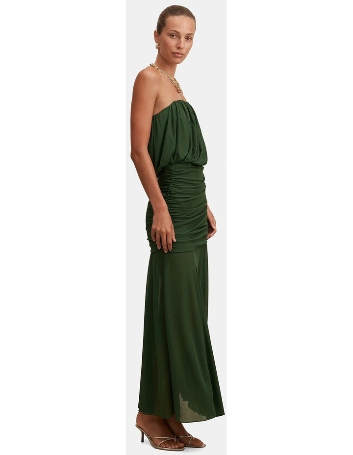 Lyra Bandeau Draped Maxi Dress in Green image 3
