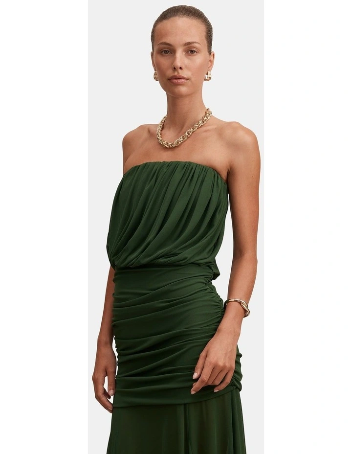 Lyra Bandeau Draped Maxi Dress in Green image 4