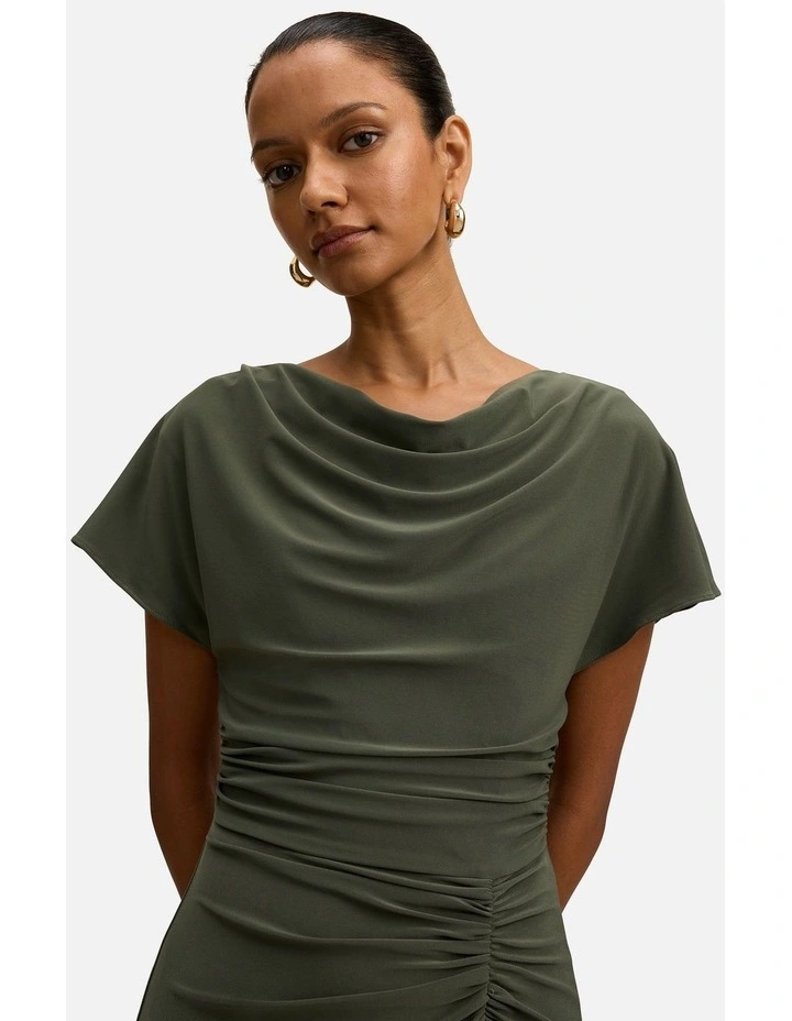 Tahnee High Neck Sleeves Maxi Dress in Green image 4