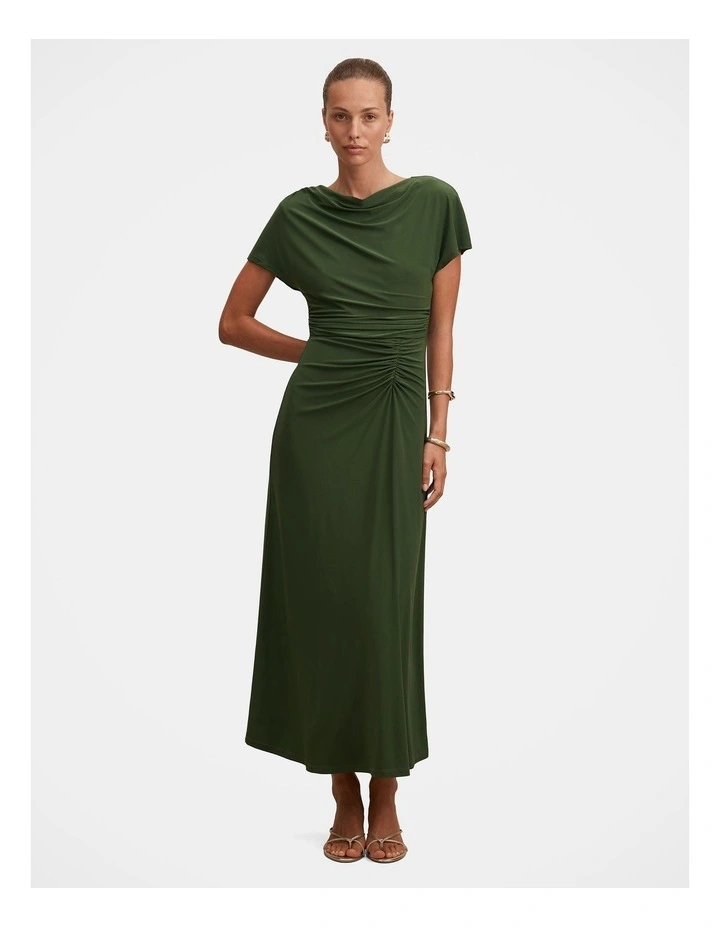 Tahnee Grown On Sleeves Midi Dress in Green image 1