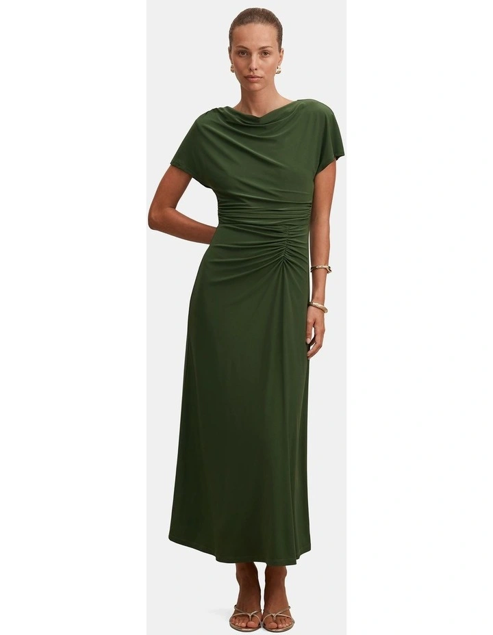 Tahnee Grown On Sleeves Midi Dress in Green image 1