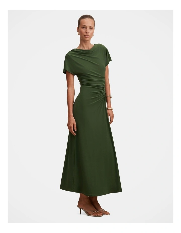 Tahnee Grown On Sleeves Midi Dress in Green image 3