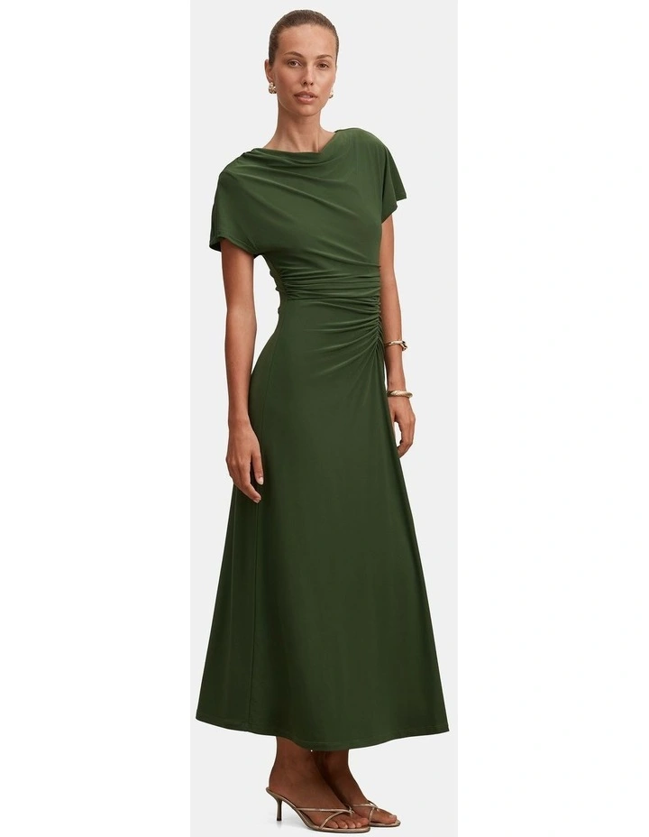 Tahnee Grown On Sleeves Midi Dress in Green image 3