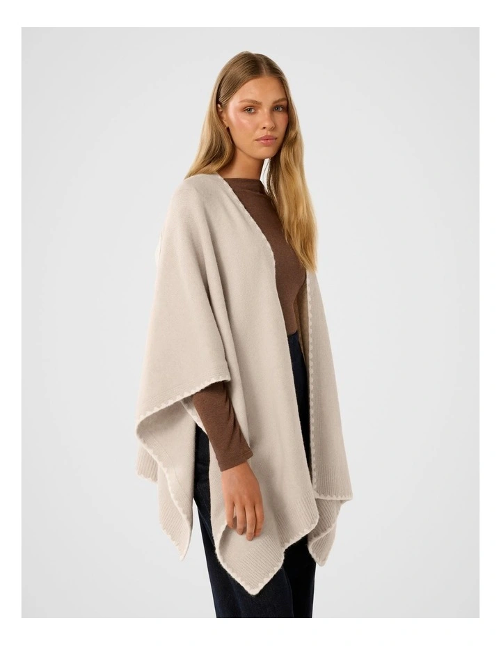 Sara Stitch Detail Cape in Beige image 3