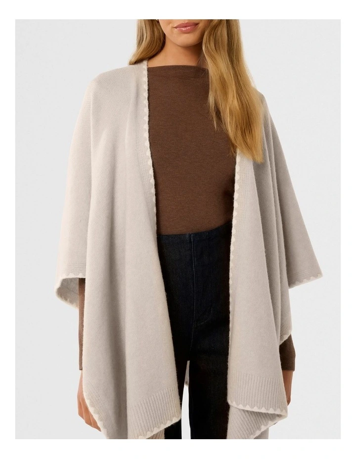 Sara Stitch Detail Cape in Beige image 4