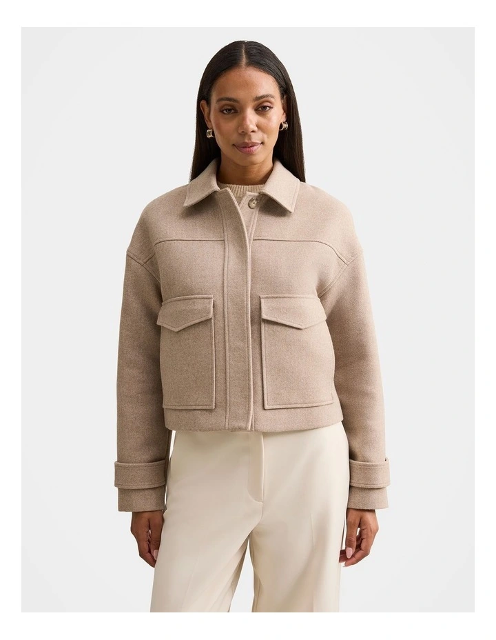 Kelsey Cropped Jacket in Beige image 1