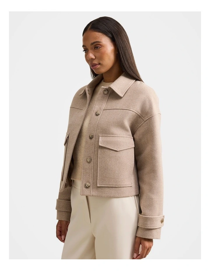 Kelsey Cropped Jacket in Beige image 3