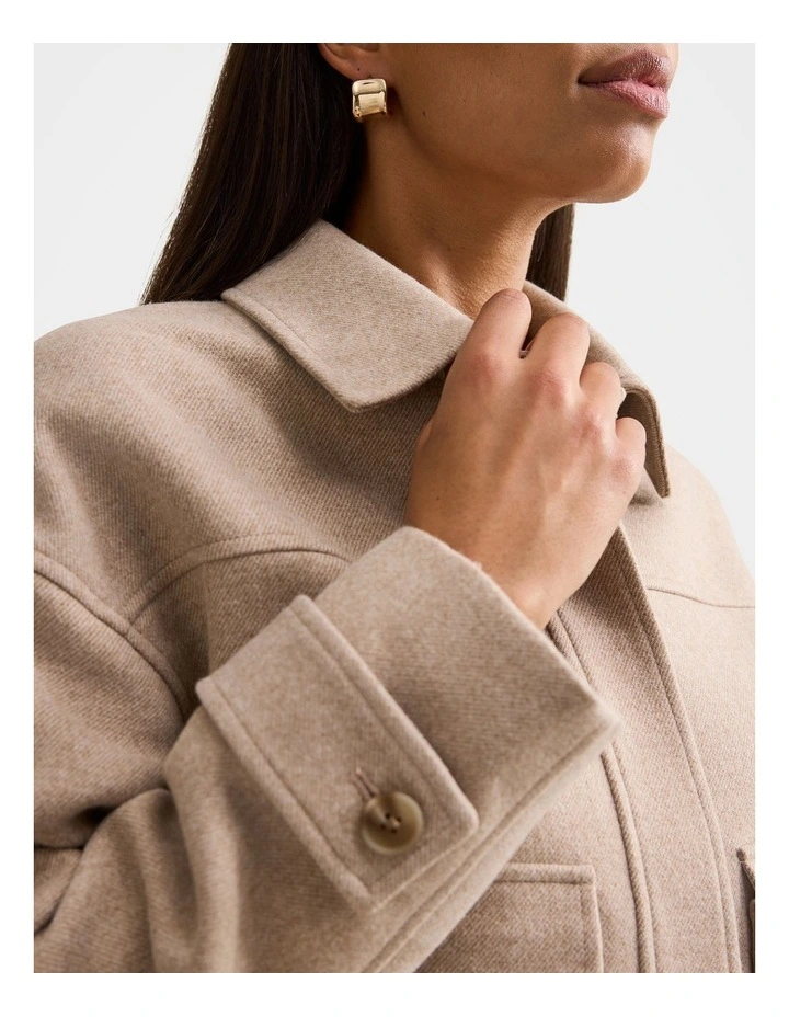 Kelsey Cropped Jacket in Beige image 4