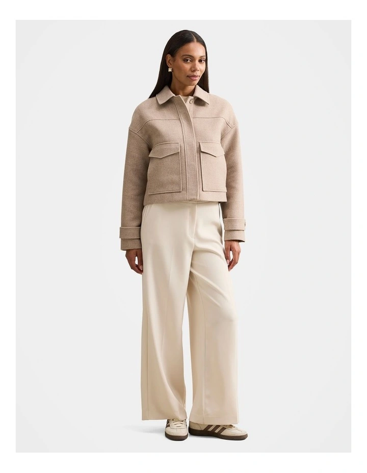 Kelsey Cropped Jacket in Beige image 5