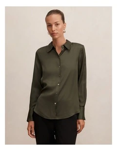 Coco Satin Shirt in Green