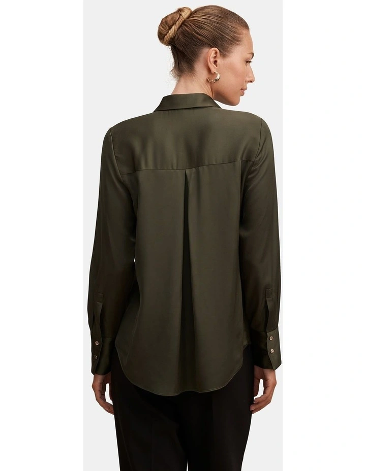 Coco Satin Shirt in Green image 2