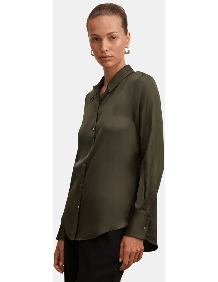 Coco Satin Shirt in Green image 4