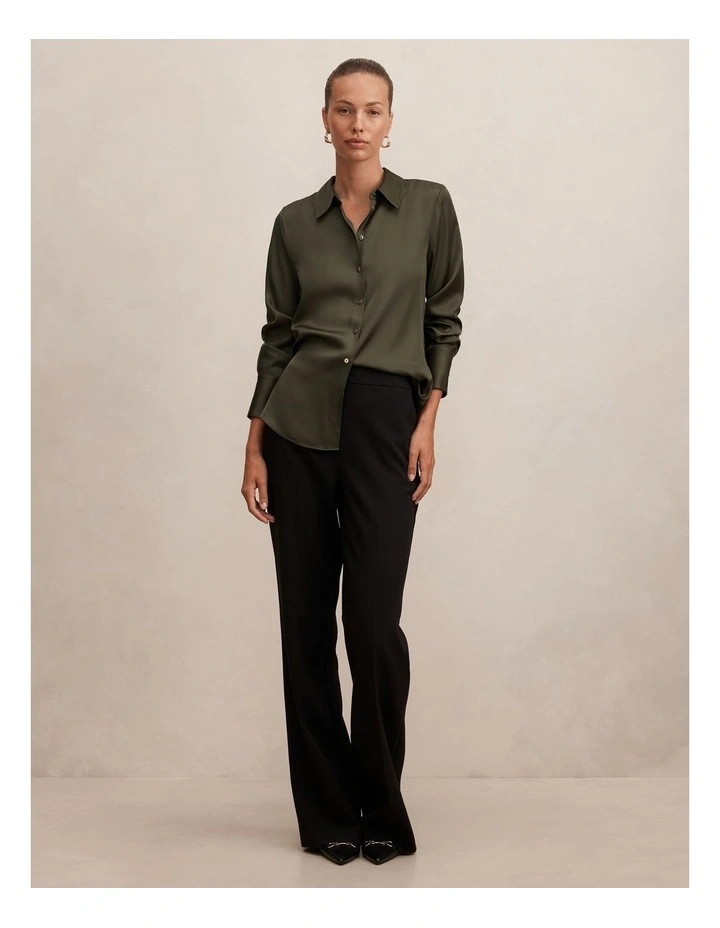 Coco Satin Shirt in Green image 5