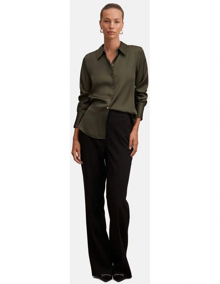 Coco Satin Shirt in Green image 5
