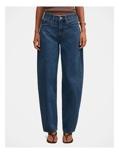 Emma Mid Rise Barrel Jeans in Blue