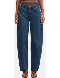 Emma Mid Rise Barrel Jeans in Blue