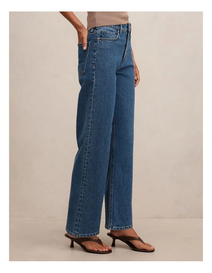 Nicki Mid Rise Straight Jeans in Blue image 3