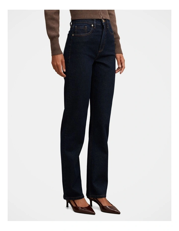 Devon High Rise Slim Jeans in Navy image 3