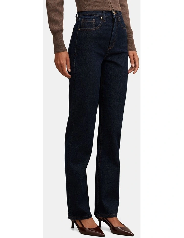 Devon High Rise Slim Jeans in Navy image 3