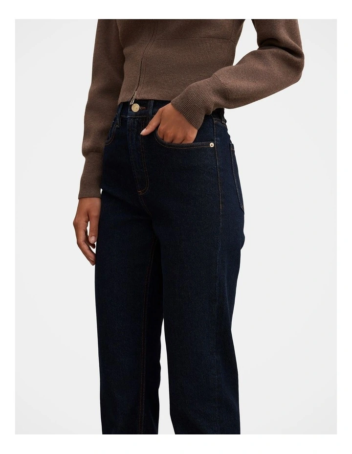 Devon High Rise Slim Jeans in Navy image 4