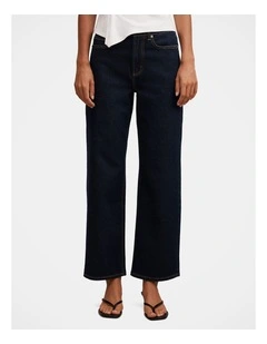 Nicki Mid Rise Straight Leg Jeans in Blue