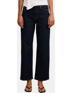 Nicki Mid Rise Straight Leg Jeans in Blue