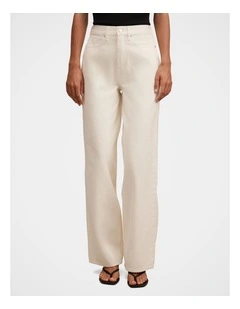 Gia High Rise Wide Leg Jeans in Cream