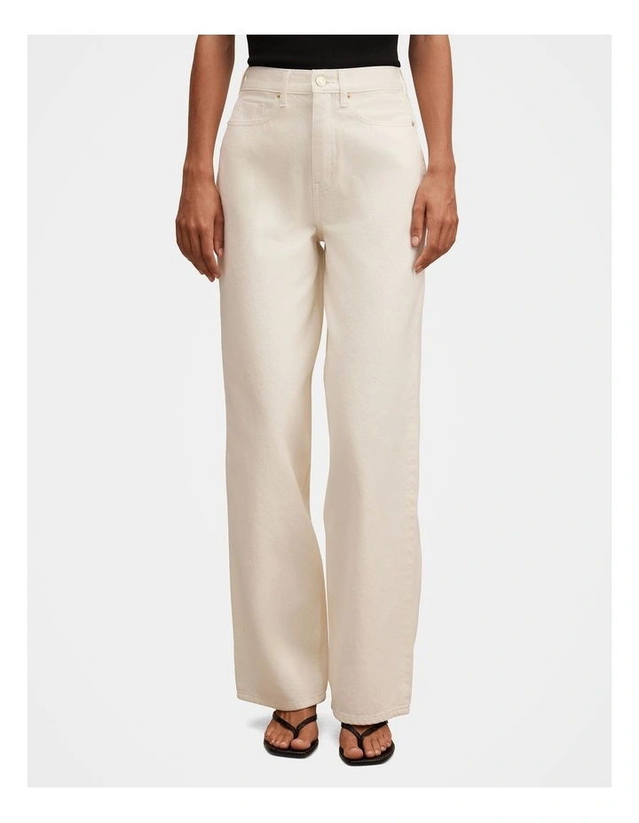 Gia High Rise Wide Leg Jeans in Cream image 1