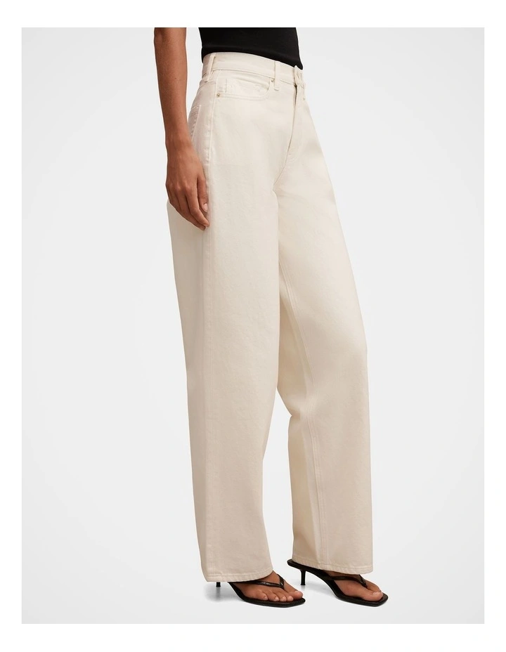 Gia High Rise Wide Leg Jeans in Cream image 3