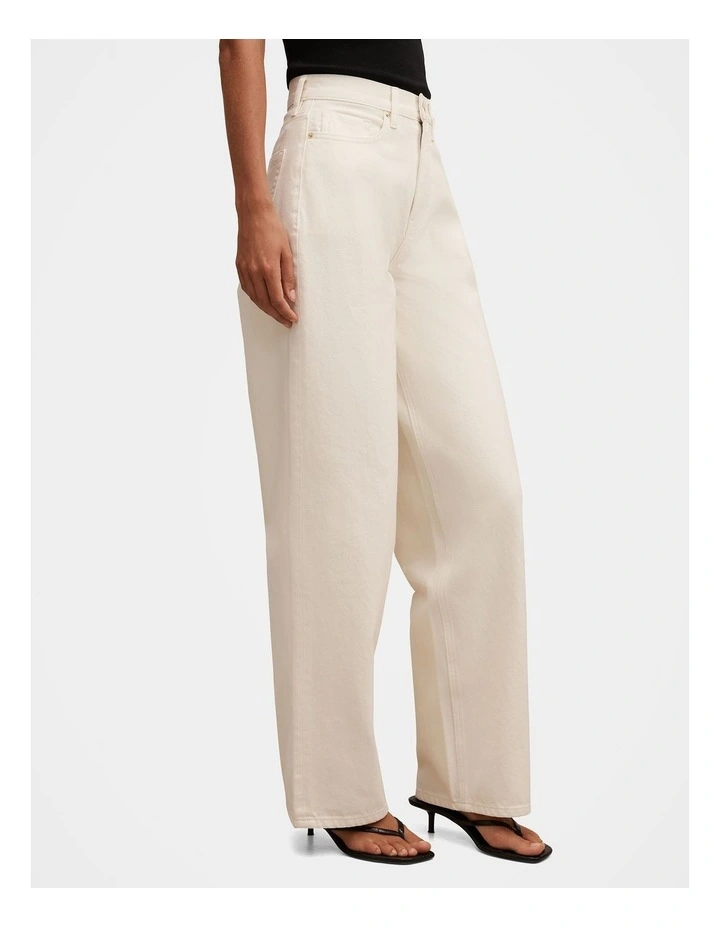 Gia High Rise Wide Leg Jeans in Cream image 3