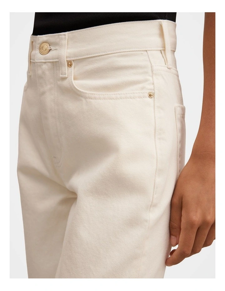 Gia High Rise Wide Leg Jeans in Cream image 4