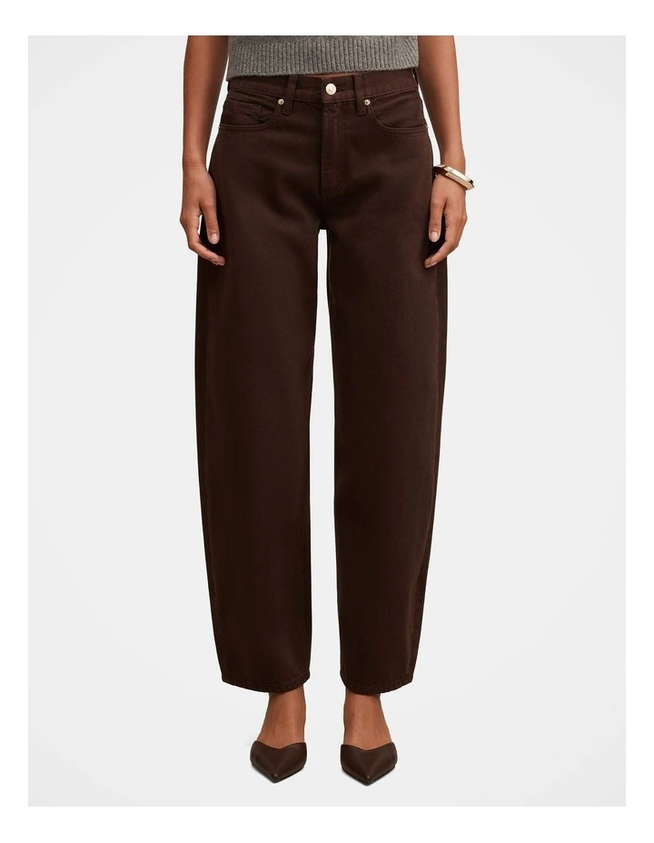 Emma Mid Rise Barrel Jeans in Brown image 1