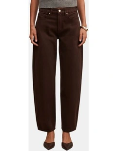 Emma Mid Rise Barrel Jeans in Brown