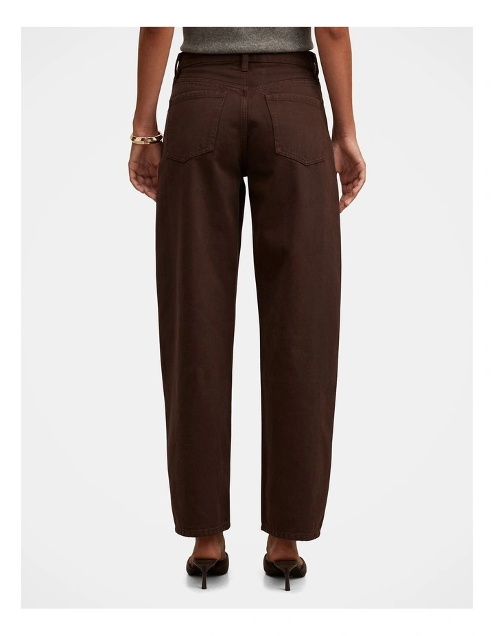 Emma Mid Rise Barrel Jeans in Brown image 2