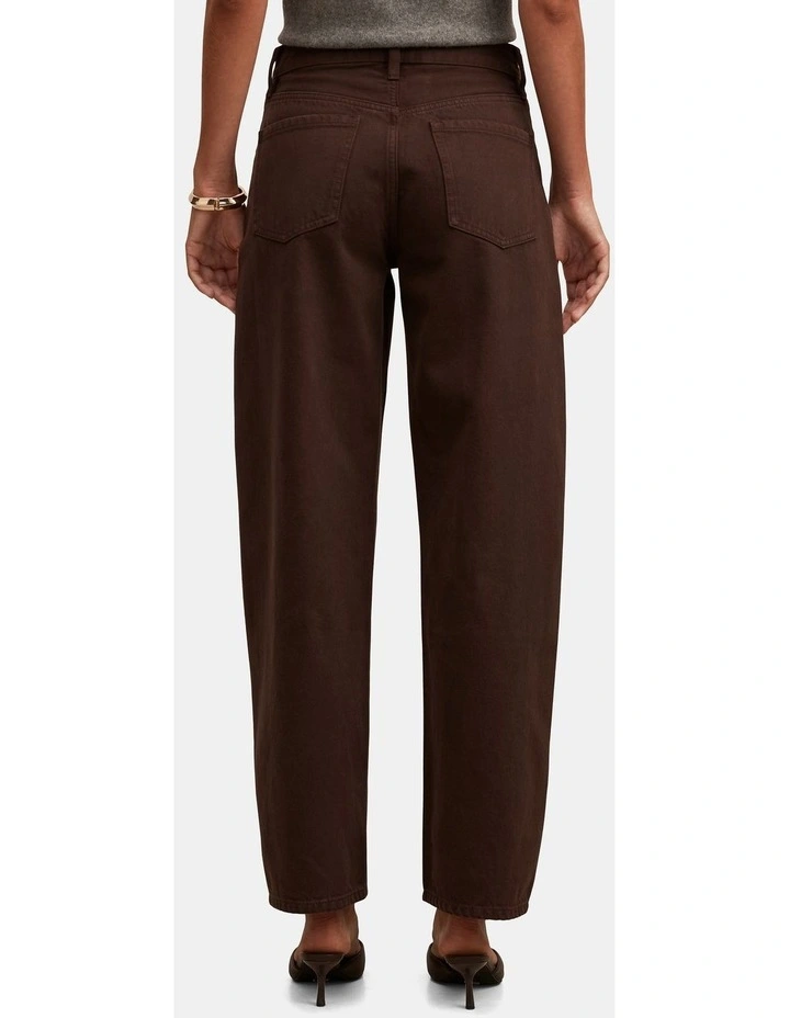 Emma Mid Rise Barrel Jeans in Brown image 2