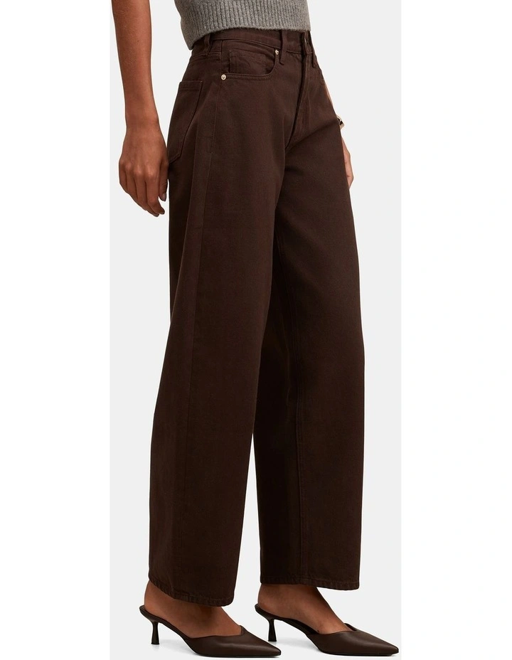 Emma Mid Rise Barrel Jeans in Brown image 3