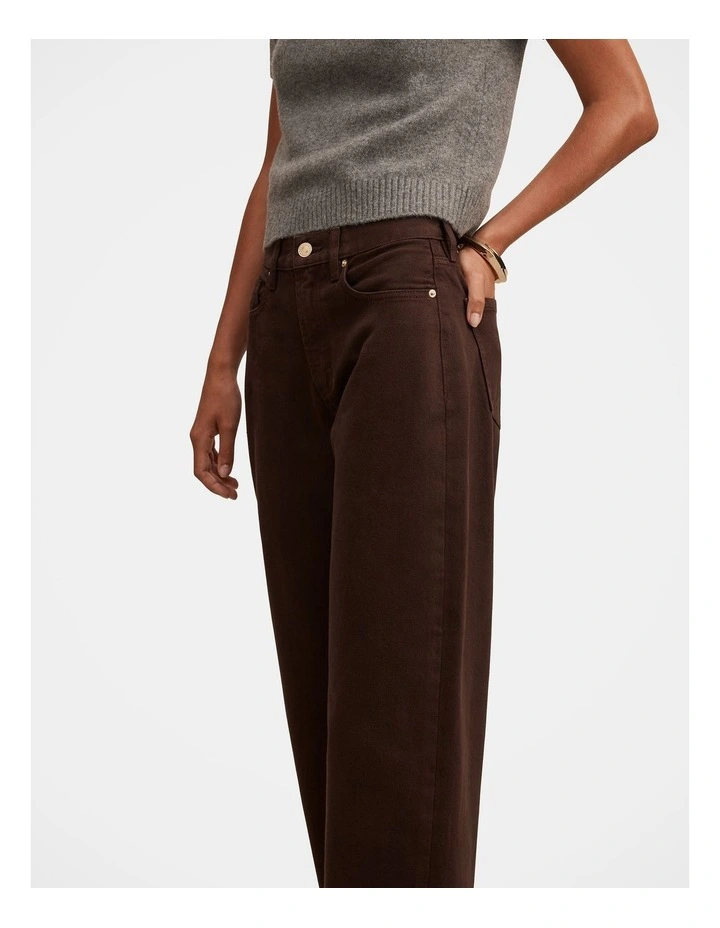 Emma Mid Rise Barrel Jeans in Brown image 4
