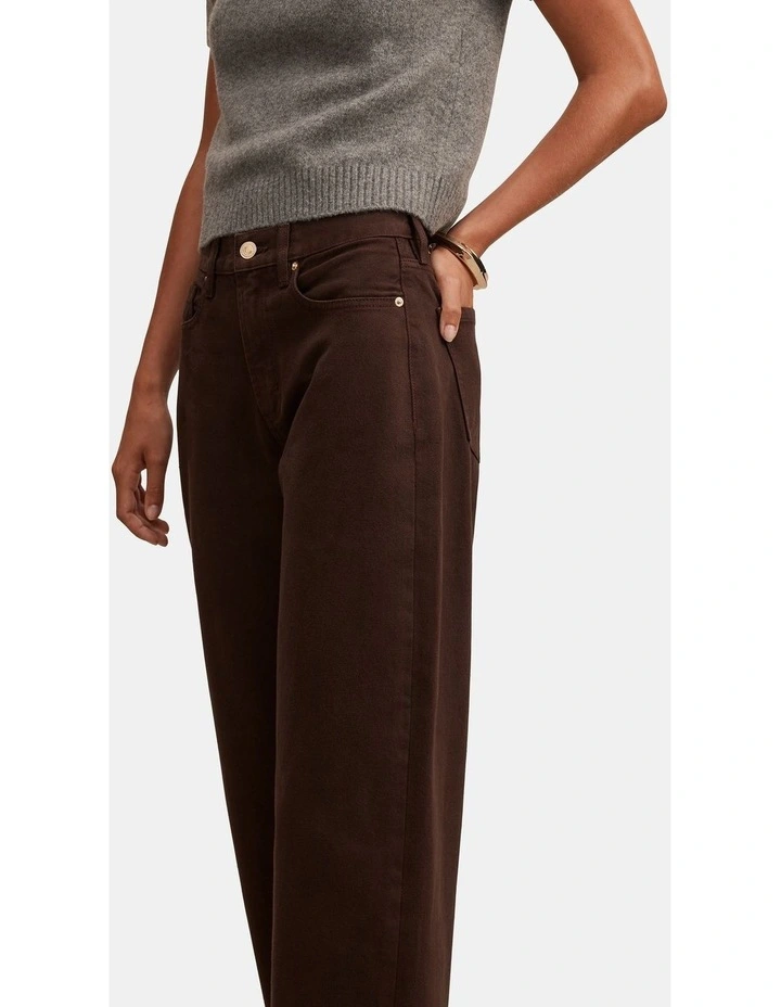 Emma Mid Rise Barrel Jeans in Brown image 4