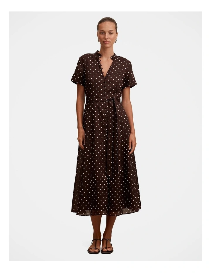 Therese Short Sleeves Midi Dress in Brown image 1
