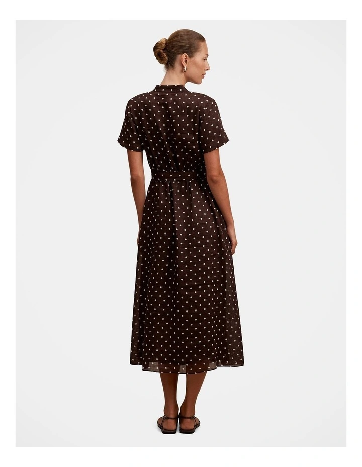 Therese Short Sleeves Midi Dress in Brown image 2