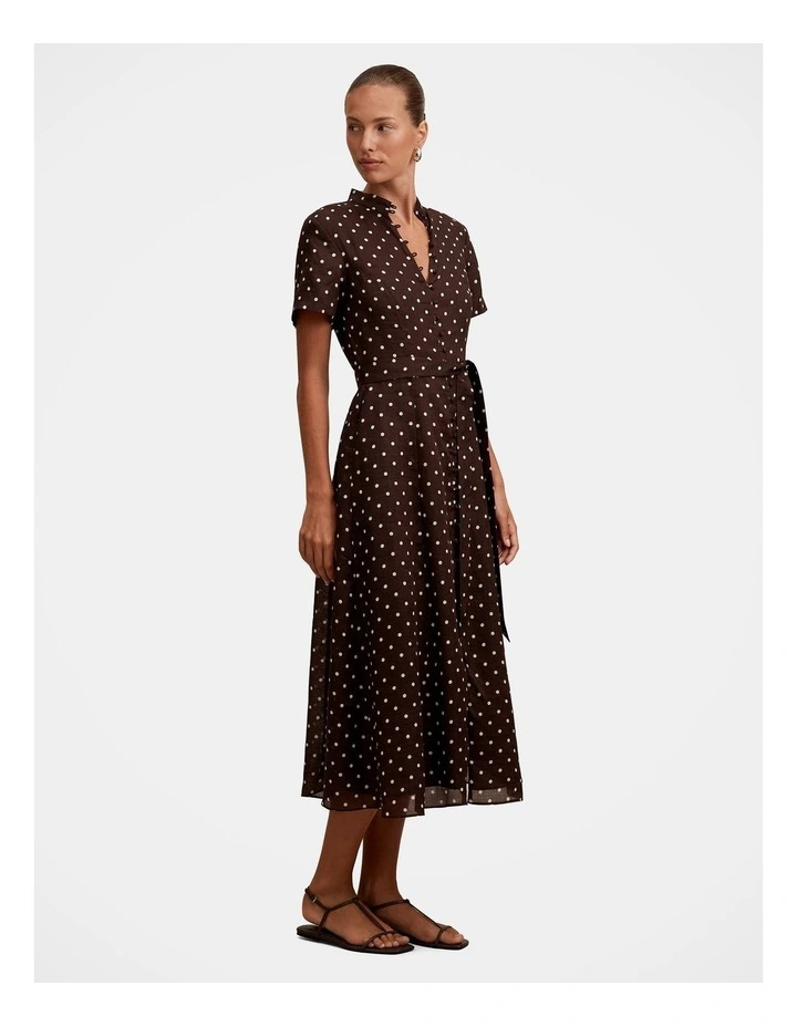 Therese Short Sleeves Midi Dress in Brown image 3