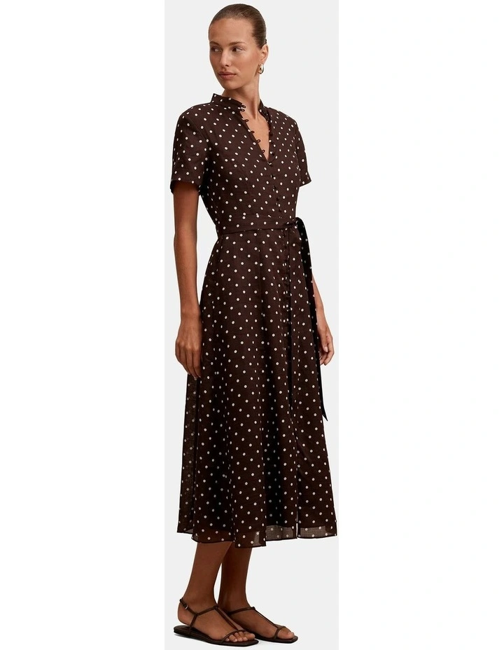 Therese Short Sleeves Midi Dress in Brown image 3