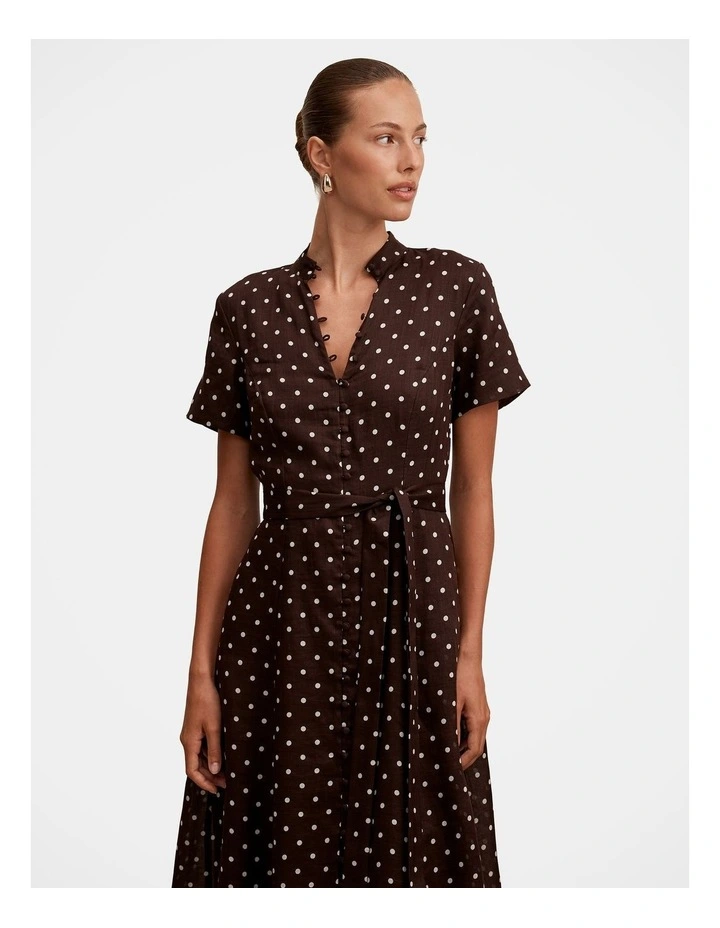 Therese Short Sleeves Midi Dress in Brown image 4