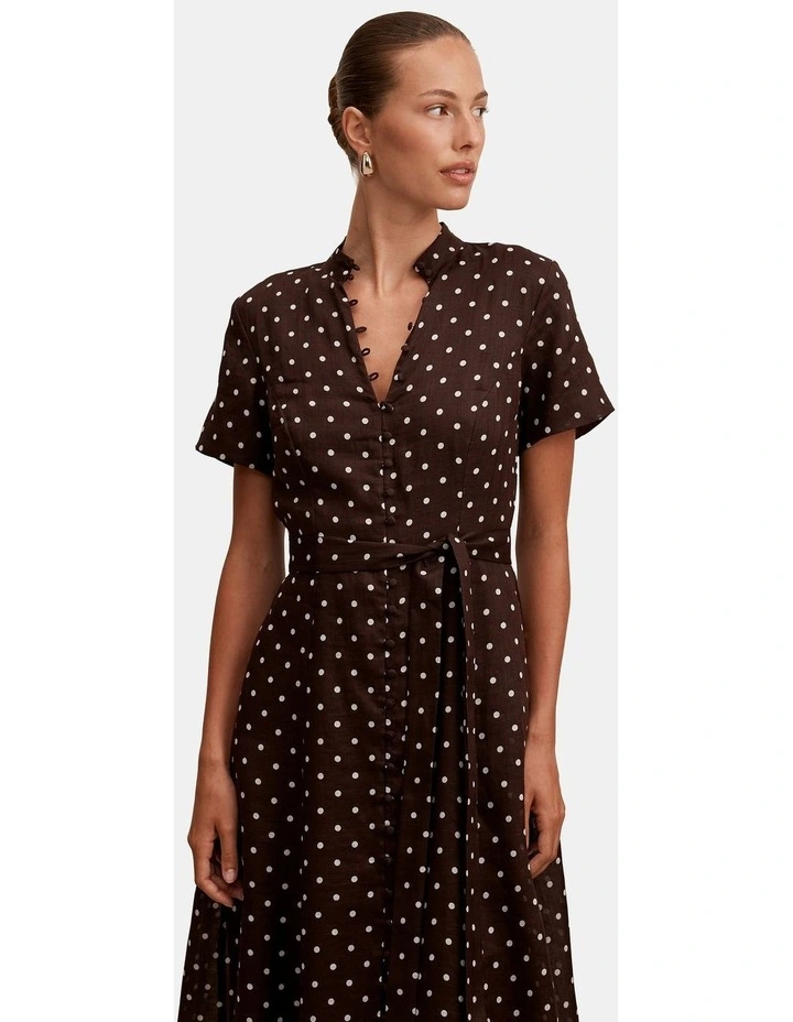 Therese Short Sleeves Midi Dress in Brown image 4