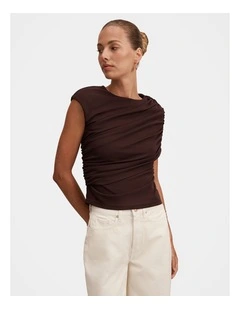 Molly Draped Top in Chocolate