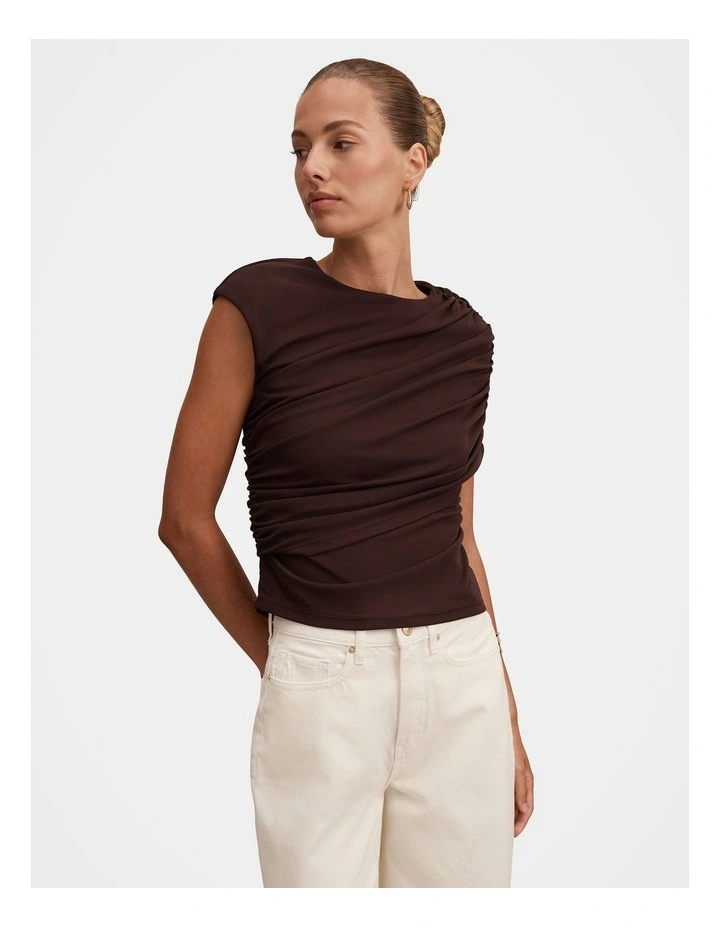 Molly Draped Top in Chocolate image 1
