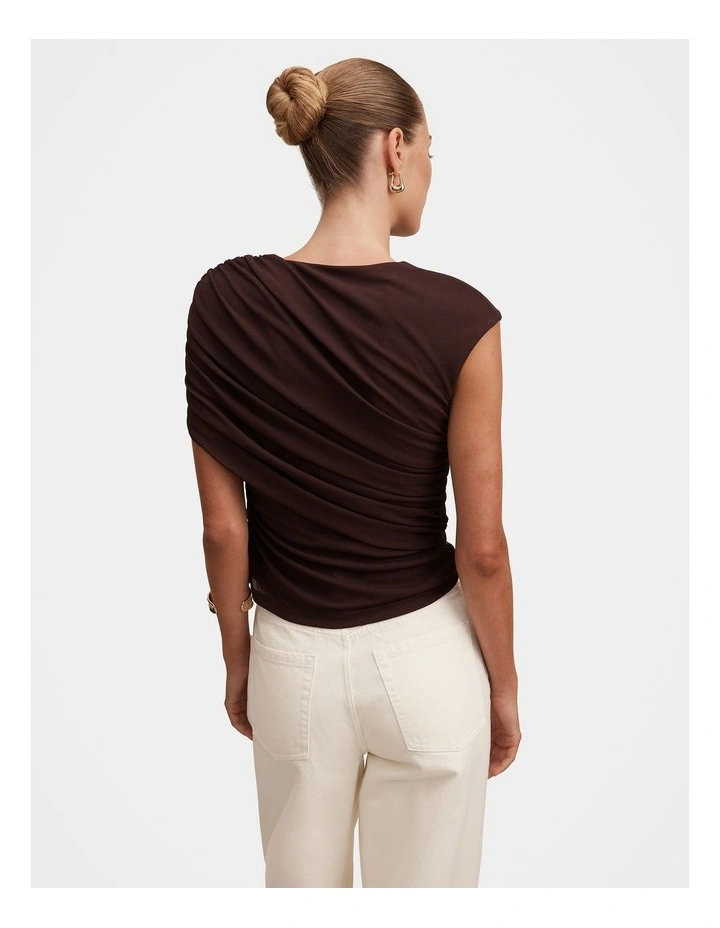 Molly Draped Top in Chocolate image 2