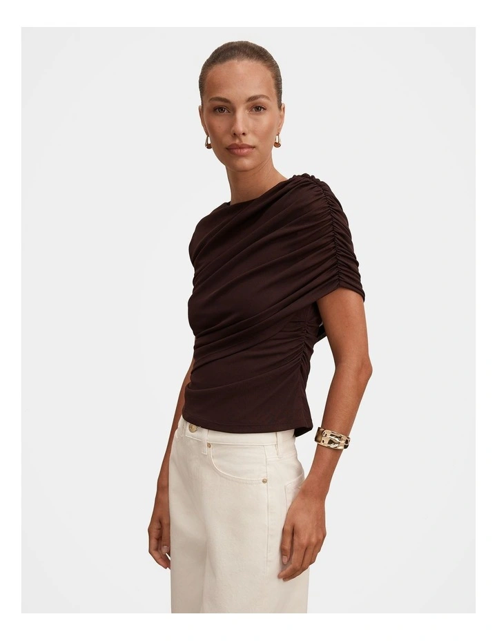 Molly Draped Top in Chocolate image 3