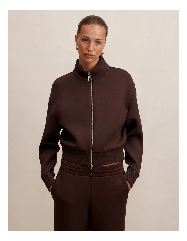 Hannah Zip Lounge Jacket in Brown image 1