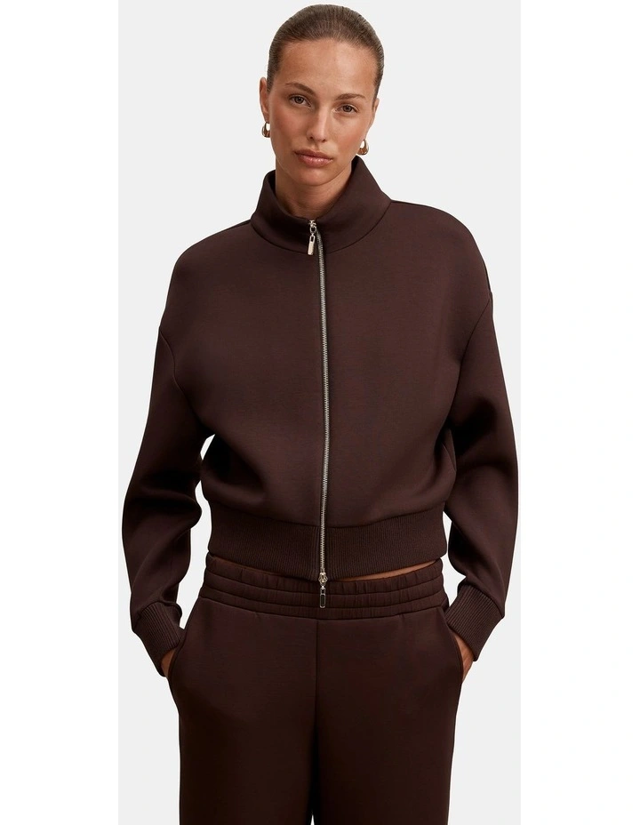 Hannah Zip Lounge Jacket in Brown image 1